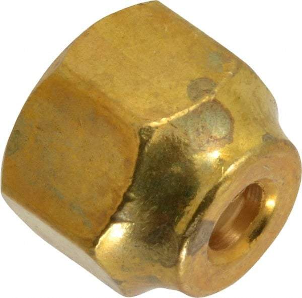 Parker - 3/8 x 1/4" Tube OD, 45° Brass Flared Tube Short Nut - 5/8-18 UNF, Flare Ends - Americas Industrial Supply
