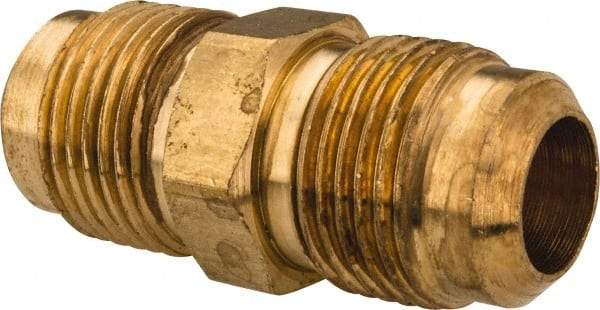 Parker - 5/8" Tube OD, 45° Brass Flared Tube Union - 7/8-14 UNF, Flare x Flare Ends - Americas Industrial Supply