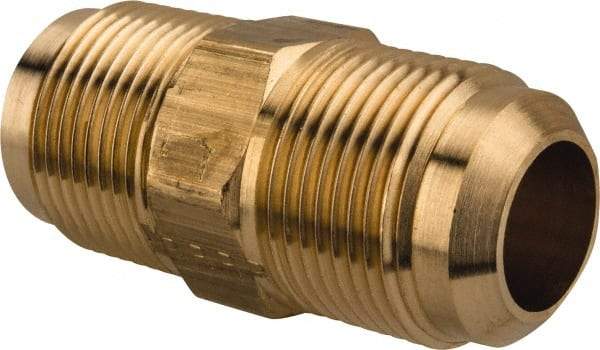 Parker - 3/4" Tube OD, 45° Brass Flared Tube Union - 1-1/16-14 UNF, Flare x Flare Ends - Americas Industrial Supply