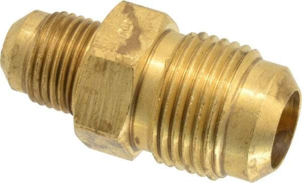 Parker - 5/8 x 3/8" Tube OD, 45° Brass Flared Tube Union - 7/8-14 UNF, Flare x Flare Ends - Americas Industrial Supply