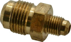 Parker - 1/2 x 1/4" Tube OD, 45° Brass Flared Tube Union - 3/4-16 UNF, Flare x Flare Ends - Americas Industrial Supply