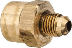 Parker - 1/4" Tube OD, 45° Brass Flared Tube Female Connector - 3/8-18 NPTF, Flare x FNPTF Ends - Americas Industrial Supply