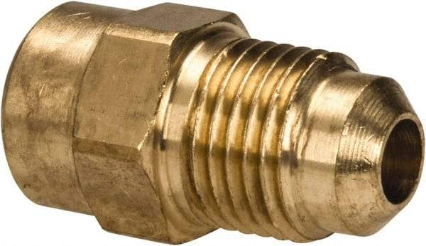 Parker - 5/16" Tube OD, 45° Brass Flared Tube Female Connector - 1/8-27 NPTF, Flare x FNPTF Ends - Americas Industrial Supply