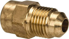 Parker - 5/16" Tube OD, 45° Brass Flared Tube Female Connector - 1/8-27 NPTF, Flare x FNPTF Ends - Americas Industrial Supply