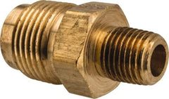 Parker - 5/8" Tube OD, 45° Brass Flared Tube Male Connector - 1/4-18 NPTF, Flare x MNPTF Ends - Americas Industrial Supply