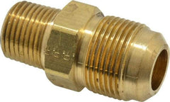 Parker - 3/4" Tube OD, 45° Brass Flared Tube Male Connector - 1/2-14 NPTF, Flare x MNPTF Ends - Americas Industrial Supply