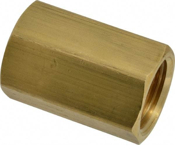 Parker - 5/8" Tube OD, 45° Brass Flared Tube Union Female To Female - 7/8-14 UNF, Flare x Flare Ends - Americas Industrial Supply