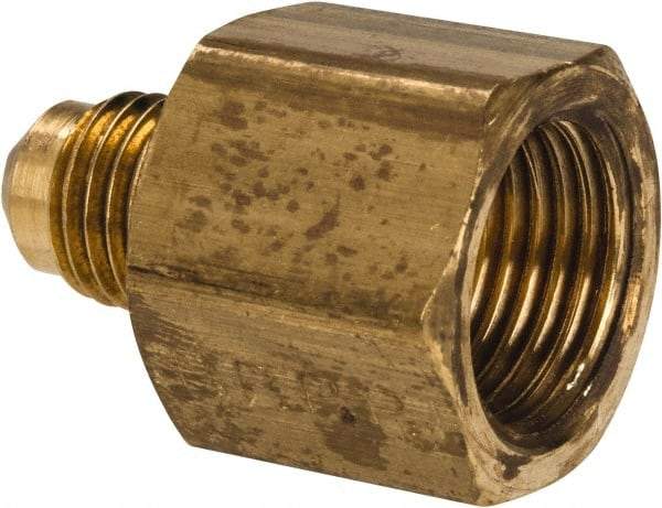 Parker - 1/4 x 3/8" Tube OD, 45° Brass Flared Tube Male Flare To Female Flare - 5/8-18 UNF, Flare x Flare Ends - Americas Industrial Supply