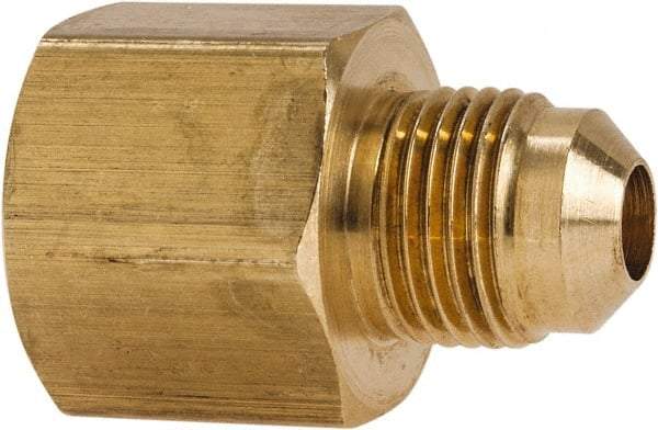 Parker - 3/8 x 1/2" Tube OD, 45° Brass Flared Tube Male Flare To Female Flare - 3/4-16 UNF, Flare x Flare Ends - Americas Industrial Supply