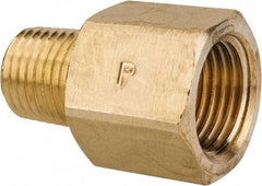 Parker - 3/8" Tube OD, 45° Brass Flared Tube Female Flare To Male Pipe - 1/4-18 NPTF, Flare x MNPTF Ends - Americas Industrial Supply