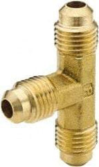 Parker - 1/2 x 1/2 x 3/8" Tube OD, 45° Brass Flared Tube Union Tee - Flare x Flare x Flare Ends - Americas Industrial Supply