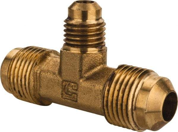 Parker - 3/8 x 3/8 x 1/4" Tube OD, 45° Brass Flared Tube Union Tee - Flare x Flare x Flare Ends - Americas Industrial Supply