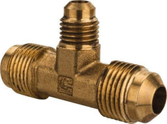 Parker - 3/8 x 3/8 x 1/4" Tube OD, 45° Brass Flared Tube Union Tee - Flare x Flare x Flare Ends - Americas Industrial Supply
