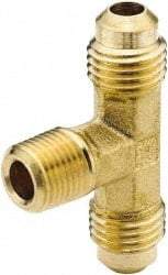Parker - 1/8" Tube OD, 45° Brass Flared Tube Male Branch Tee - 1/8-27 NPTF, Flare x MNPTF Ends - Americas Industrial Supply