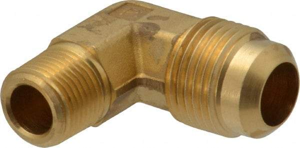 Parker - 5/8" Tube OD, 45° Brass Flared Tube Male Elbow - 3/8-18 NPTF, Flare x MNPTF Ends - Americas Industrial Supply