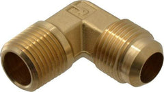 Parker - 5/8" Tube OD, 45° Brass Flared Tube Male Elbow - 1/2-14 NPTF, Flare x MNPTF Ends - Americas Industrial Supply