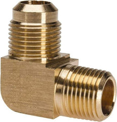 Parker - 5/8" Tube OD, 45° Brass Flared Tube Extended Male Elbow - 1/2-14 NPTF, Flare x MNPTF Ends - Americas Industrial Supply