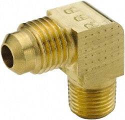 Parker - 1/4" Tube OD, 45° Brass Flared Tube Extended Male Elbow - 1/8-27 NPTF, Flare x MNPTF Ends - Americas Industrial Supply