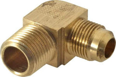 Parker - 1/2" Tube OD, 45° Brass Flared Tube Extended Male Elbow - 1/2-14 NPTF, Flare x MNPTF Ends - Americas Industrial Supply