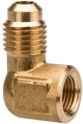 Parker - 1/2" Tube OD, 45° Brass Flared Tube Female Elbow - 3/4-14 NPTF, Flare x FNPTF Ends - Americas Industrial Supply