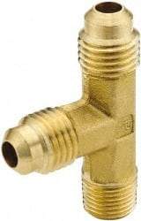 Parker - 5/8" Tube OD, 45° Brass Flared Tube Male Run Tee - 1/2-14 NPTF, Flare x MNPTF Ends - Americas Industrial Supply