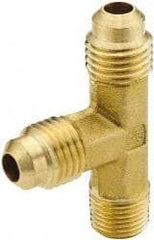 Parker - 5/8" Tube OD, 45° Brass Flared Tube Male Run Tee - 1/2-14 NPTF, Flare x MNPTF Ends - Americas Industrial Supply