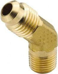 Parker - 5/16" Tube OD, 45° Brass Flared Tube Male 45° Elbow - 1/4-18 NPTF, Flare x MNPTF Ends - Americas Industrial Supply