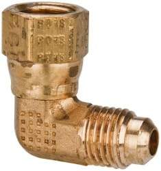 Parker - 3/4" Tube OD, 45° Brass Flared Tube Swivel Nut Elbow - 1-1/16-14 UNF, Flare x Swivel Ends - Americas Industrial Supply