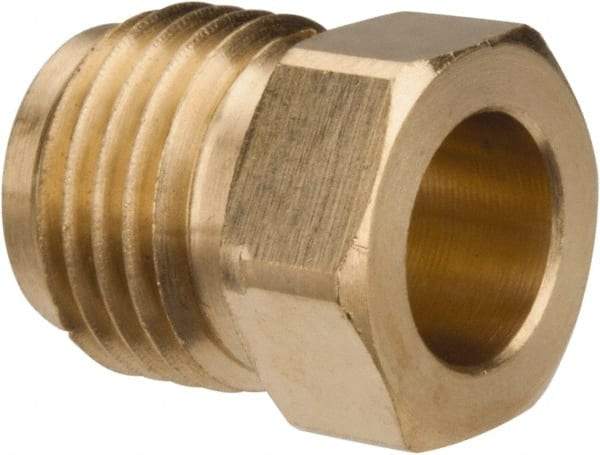 Parker - 5/16" Tube OD, Brass Flared Tube Inverted Piloted Nut - 1/2-20 UNF, Flare Ends - Americas Industrial Supply