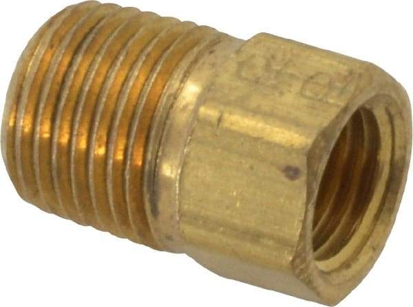 Parker - 1/8" Tube OD, Brass Flared Tube Inverted Male Connector - 1/8-27 NPTF, Flare x MNPTF Ends - Americas Industrial Supply
