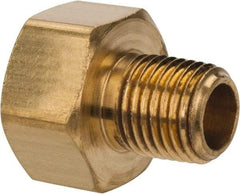 Parker - 1/2" Tube OD, Brass Flared Tube Inverted Male Connector - 1/4-18 NPTF, Flare x MNPTF Ends - Americas Industrial Supply