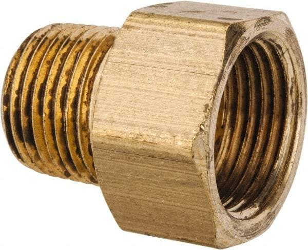 Parker - 1/2" Tube OD, Brass Flared Tube Inverted Male Connector - 3/8-18 NPTF, Flare x MNPTF Ends - Americas Industrial Supply