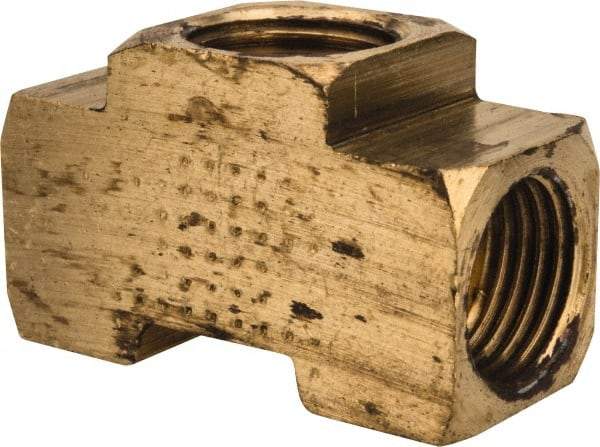 Parker - 1/4" Tube OD, Brass Flared Tube Inverted Union Tee - 7/16-24 UNF, Flare x Flare x Flare Ends - Americas Industrial Supply