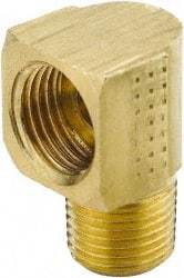 Parker - 3/8" Tube OD, Brass Flared Tube Inverted Male Elbow - 3/8-18 NPTF, Flare x MNPTF Ends - Americas Industrial Supply