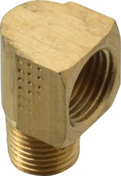 Parker - 1/4" Tube OD, Brass Flared Tube Inverted Male Elbow - 1/8-27 NPTF, Flare x MNPTF Ends - Americas Industrial Supply