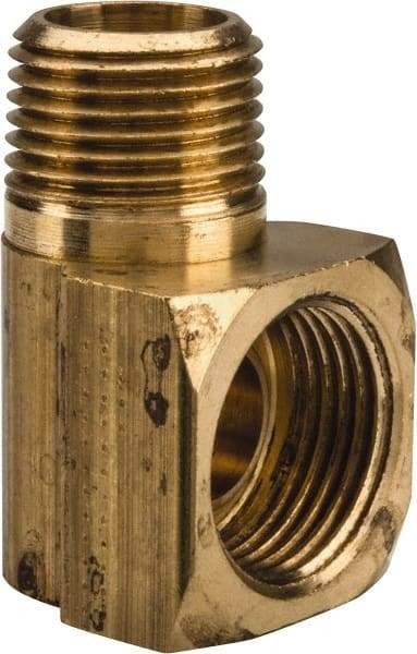 Parker - 1/2" Tube OD, Brass Flared Tube Inverted Male Elbow - 3/8-18 NPTF, Flare x MNPTF Ends - Americas Industrial Supply