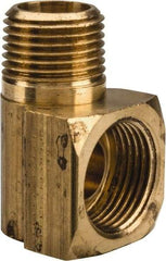 Parker - 1/2" Tube OD, Brass Flared Tube Inverted Male Elbow - 3/8-18 NPTF, Flare x MNPTF Ends - Americas Industrial Supply