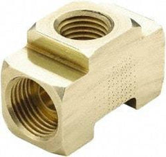 Parker - 3/8" Tube OD, Brass Flared Tube Inverted Female Branch Tee - 1/4-18 NPTF, Flare x FNPTF Ends - Americas Industrial Supply