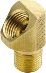 Parker - 1/2" Tube OD, Brass Flared Tube Inverted 45° Elbow - 3/8-18 NPTF, Flare x MNPTF Ends - Americas Industrial Supply