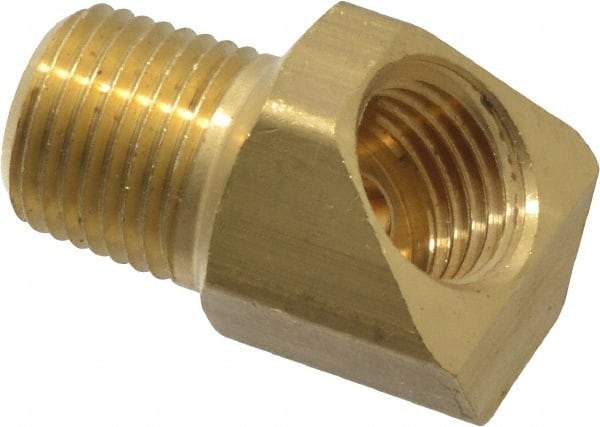 Parker - 3/16" Tube OD, Brass Flared Tube Inverted 45° Elbow - 1/8-27 NPTF, Flare x MNPTF Ends - Americas Industrial Supply