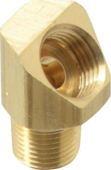 Parker - 1/4" Tube OD, Brass Flared Tube Inverted 45° Elbow - 1/8-27 NPTF, Flare x MNPTF Ends - Americas Industrial Supply