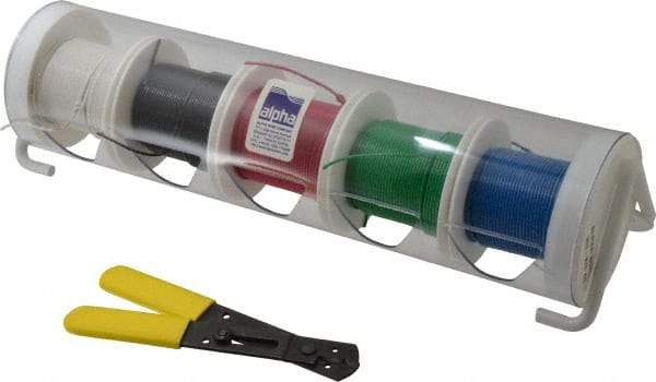 Alpha Wire - 24 AWG, 7 Strand, 500' OAL, Hook Up Wire - Black, Blue, Green, Red & White PVC Jacket, 0.057" Diam - Americas Industrial Supply