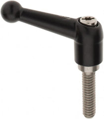 KIPP - 1/4-20, 13mm Hub Diam, Zinc Die Cast (Stainless Steel Components) Threaded Stud Adjustable Clamping Lever - 0.98" Stud Length, 46mm OAL, 32.5mm High - Americas Industrial Supply