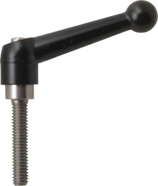 KIPP - 5/16-18, 0.71" Hub Diam, Zinc Die Cast (Stainless Steel Components) Threaded Stud Adjustable Clamping Lever - 1.57" Stud Length, 2.87" OAL, 1.79" High - Americas Industrial Supply
