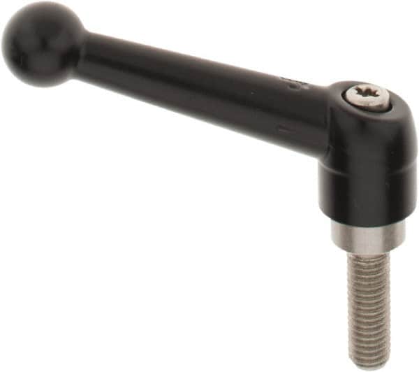 KIPP - M8 x 1.25, 18mm Hub Diam, Zinc Die Cast (Stainless Steel Components) Metric Threaded Stud Adjustable Clamping Lever - 25mm Stud Length, 73mm OAL, 45.5mm High - Americas Industrial Supply