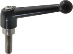 KIPP - 3/8-16, 0.83" Hub Diam, Zinc Die Cast (Stainless Steel Components) Threaded Stud Adjustable Clamping Lever - 1.18" Stud Length, 3.54" OAL, 2.26" High - Americas Industrial Supply