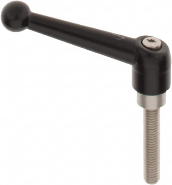 KIPP - 3/8-16, 0.83" Hub Diam, Zinc Die Cast (Stainless Steel Components) Threaded Stud Adjustable Clamping Lever - 1.97" Stud Length, 3.54" OAL, 2.26" High - Americas Industrial Supply
