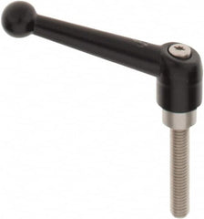 KIPP - 3/8-16, 0.83" Hub Diam, Zinc Die Cast (Stainless Steel Components) Threaded Stud Adjustable Clamping Lever - 1.97" Stud Length, 3.54" OAL, 2.26" High - Americas Industrial Supply