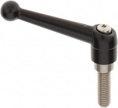 KIPP - 1/2-13, 0.98" Hub Diam, Zinc Die Cast (Stainless Steel Components) Threaded Stud Adjustable Clamping Lever - 1.57" Stud Length, 4-1/4" OAL, 2.64" High - Americas Industrial Supply