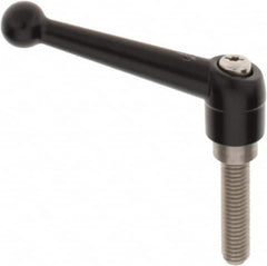 KIPP - 1/2-13, 0.98" Hub Diam, Zinc Die Cast (Stainless Steel Components) Threaded Stud Adjustable Clamping Lever - 1.97" Stud Length, 4-1/4" OAL, 2.64" High - Americas Industrial Supply